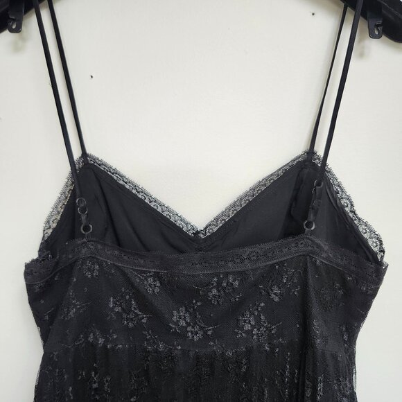 Betsey Johnson NY Women's Black Lace Sleeveless V-Neck Pleated Midi Dress Size 8 - Picture 3 of 10